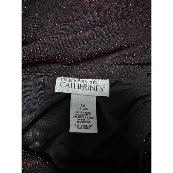 Maggie Barnes Catherines Red Sparkly Cowl Neck Top Plus Size 1X Stretch Party - Picture 5 of 7